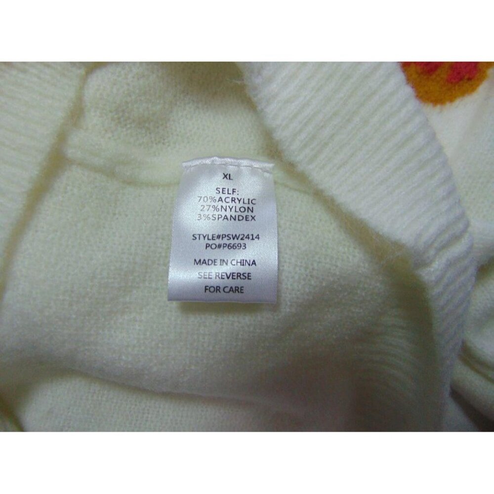 Mindy Maes Market Blakely Sweater XL Off White Intarsia Floral Grandmacore Boho - Picture 9 of 14